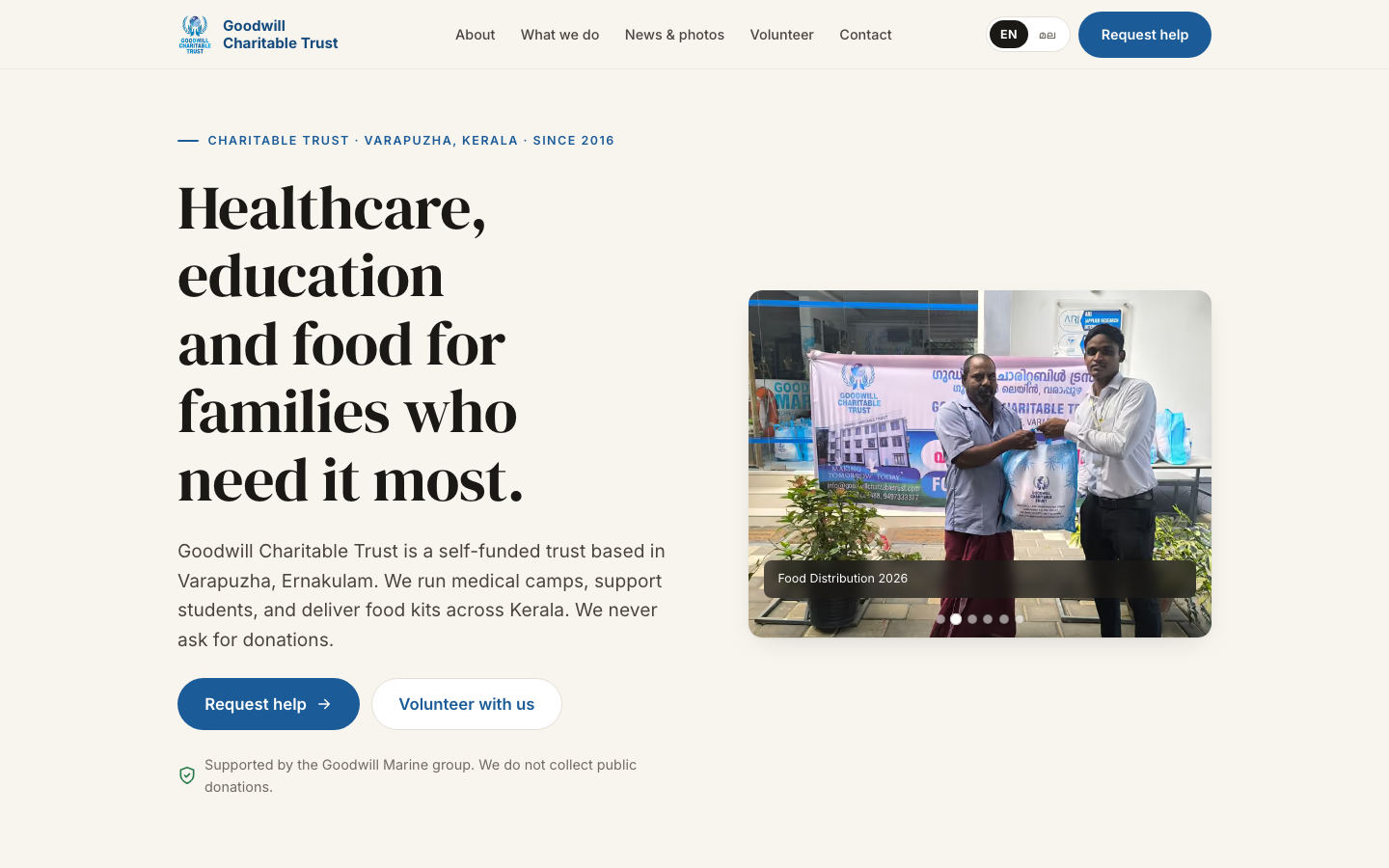 Goodwill Charitable Trust website home page