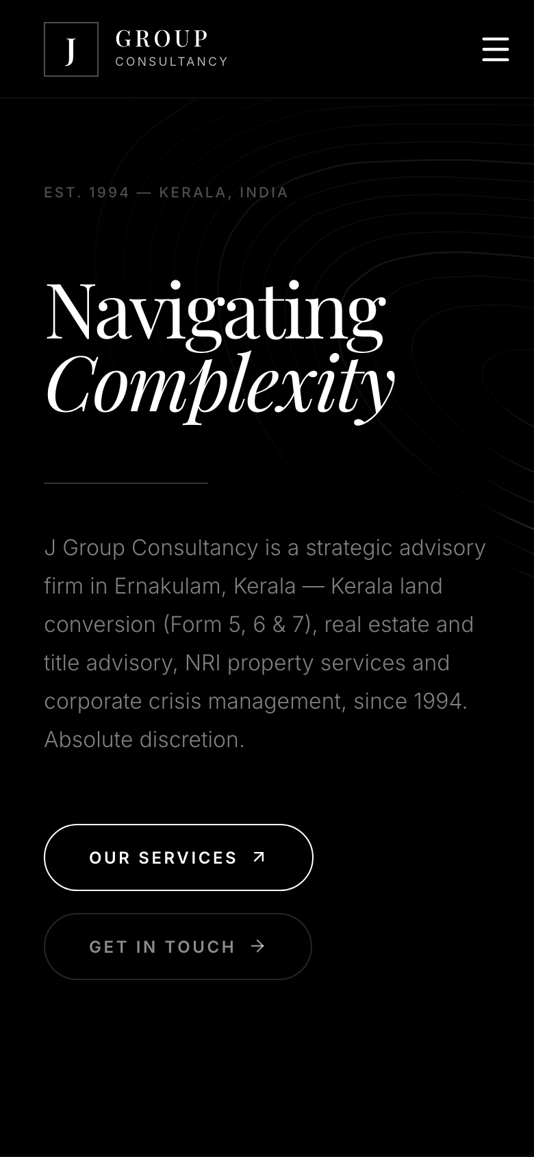 J Group Consultancy website on a phone
